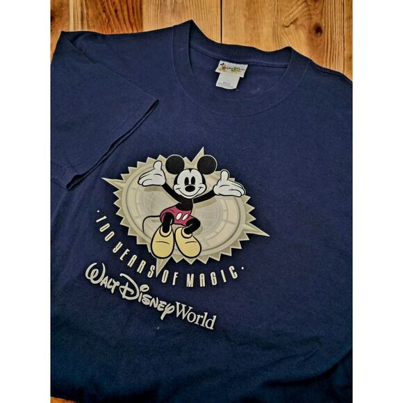 Vintage Walt Disney World Shirt Size Medium Blue 100 Year Anniversary Mickey Y2K - Picture 1 of 11